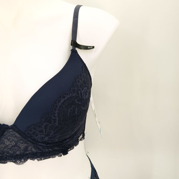 TAHARI 36B/M BLUE PUSH UP BRA SET - Picture 4 of 16